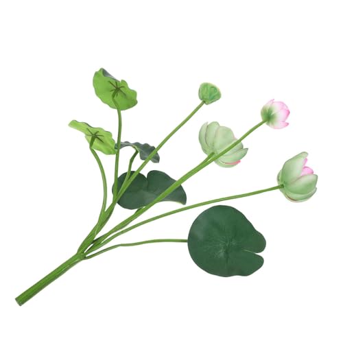 Gadpiparty Fleurs de Lotus Artificielles 9 Têtes Roses avec Tiges Feuilles en Plastique Réalistes Bouquet Décoratif pour Bassin et Jardin Décoration Intérieure et Extérieure pour Mariage