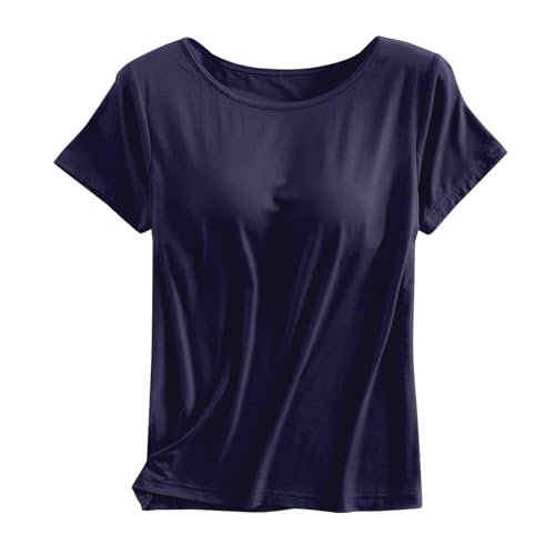 Camiseta sin mangas para mujer, atlética, sin mangas, cuello redondo, manga corta, informal, para correr, deportes de verano, para salir, a la moda, Y2K, azul marino, XL