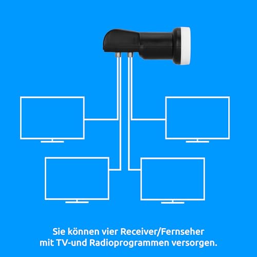 TechniSat Quad LNB für 4 Teilnehmer - 4fach digital Quattro Switch LNC mit Wetterschutzkappe TechniSat Quad LNB für 4 Teilnehmer - 4fach digital Quattro Switch LNC mit Wetterschutzkappe