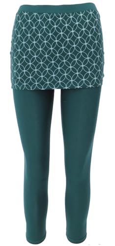 GURU SHOP Yoga-Hose, Leggings mit Minirock aus Bio-Baumwolle Flower of Life - Emerald, Damen, Size:S
