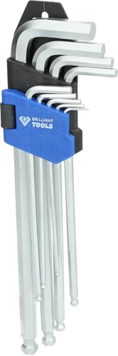BRILLIANT TOOLS BT045019 Jeu de clés mâles coudées, 9 pcs, profil six pans creux, longues [Powered by KS TOOLS]
