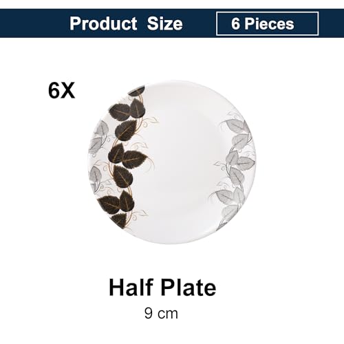 Image of Golden Fish 6 Pieces Quarter Plate Set for Snacks & Breakfast | Small Serving Plates for Kitchen | Strong, Lightweight & Space Saving Design | Ideal for Daily Use, Tea-Time & Gifting
