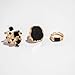 Chunky Gold Black Statement Rings Set for Women Vintage Large Cocktail Enamel Open Ring Exaggerated Dripping Oil Finger Jewelry Darkness Stacked Gifts