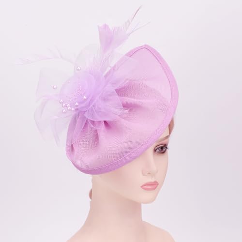 Image of DRESHOW Women Fascinator Hats Tea Party Hat Vintage Pillbox Hat Headband for Cocktail