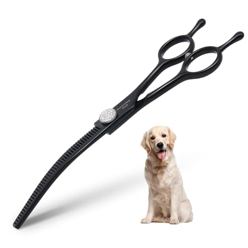 CITYWISH Dog Grooming Scissors Pet Curved Thinning Shears 7.0 440C Thinning Scissors for Precision Pet Hair Cutting