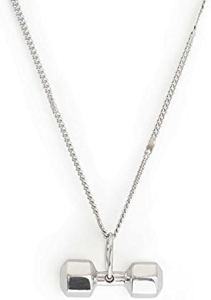 Lady Sterling Silver Dumbbell Necklace 7 Sides Fitness Jewelry Fitness Gift Gym Jewelry Barbell Necklace