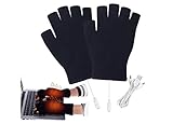 COOTA 1 par de Guantes calefactados USB, Guantes de Invierno sin Dedos, calefactados para esquí, Bicicleta y Alpinismo para Hombre y Mujer (Negro)