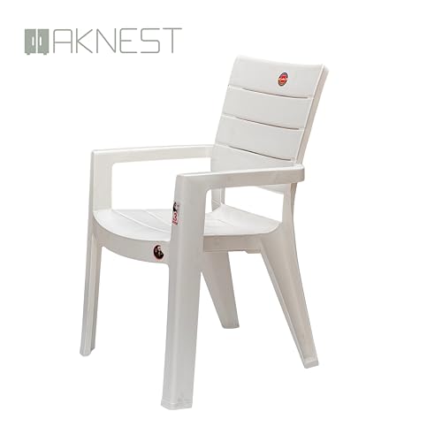 Image of Cello Jordan Polypropylene Plastic Arm Chair | Modern Multipurpose Seating for Home, Office, Garden & Balcony | Ergonomic Indoor & Outdoor Furniture | White | Set of 4 Piece