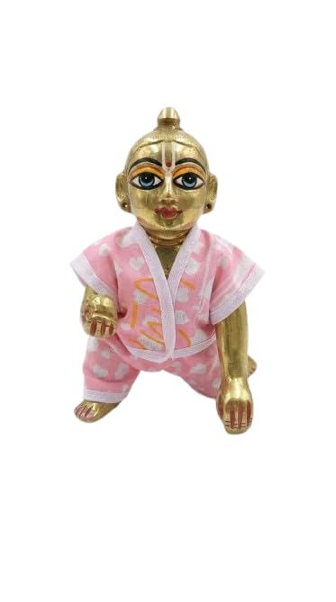 Image of Summer Special Dress Set of 4 laddu Gopal ji Pure Cotton Fancy Night Suit for Daily shringar | Random Color & Designs. (Size 2)
