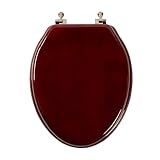 Toilet Seat, Solid Wood, Rubber Wood, High Gloss Finish, Mahogany Red, PIKLiDS (Elongated)