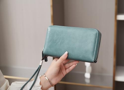Image of Women's RFID Blocking Wallet Large Zip Around Leather Clutch with Wristlet | Large Capacity, 23 Card Slots, 2 ID Windows, Phone Holder, Soft PU Leather, RFID Secure, Coin Pocket, Checkbook Holder