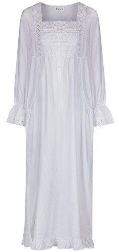 The 1 for U 100% Cotton Nightgown With Pockets - Isabella (XXXL) White