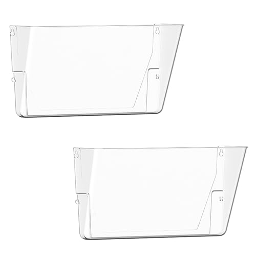 Gawerk Clear Acrylic Single Pocket, Plastic Hanging Wall Mount File Holder for Office Home (Clear, 2 Pack)