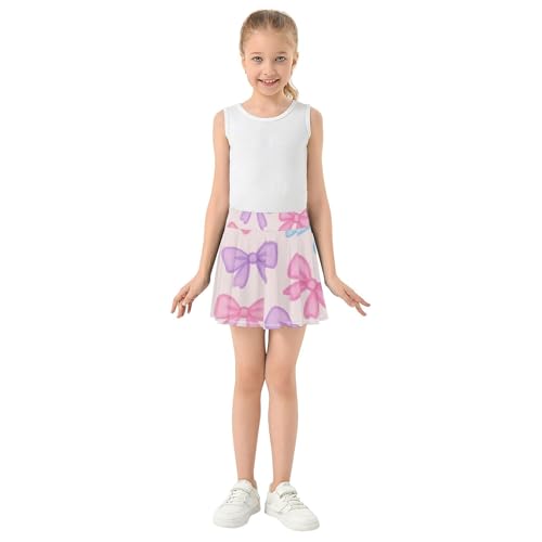Athletic Shorts for Girls Skorts Pastel Bow Blue Pink Purple Toddlers Tennis Skirts Rainbow Teen Cheer 3t3