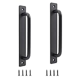 Ulifestar 2 Pack Rustic Barn Door Handles, 7 inch Aluminium Alloy Modern Handles for Sliding Door Kitchen Cabinet Shed with Mounting Screws Black