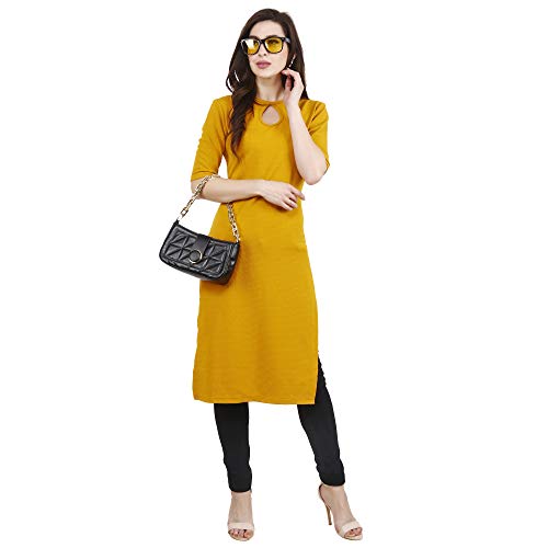 Image of POPWINGS Casual Plain Key Hole streachable Kurti