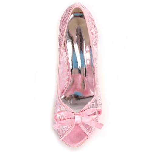 Stiletto High Heel for Women,Open Round Toe Satin Heels Comfortable Women Pumps with Bow for for Classic Wedding & Party Dress Sandals2