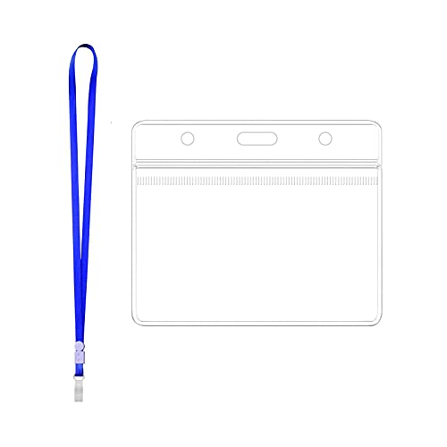 20 pcs transparent card protectors with lanyards, 4 x 3 inches cl…