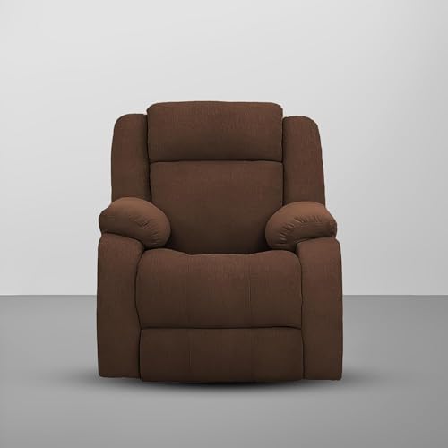 Image of Casaliving Milio Comfy Fabric Single Seater Recliner Chair, Sofa for Relaxing, Chair for Home Relax (Brown Fabric) | Premium Sofa Set