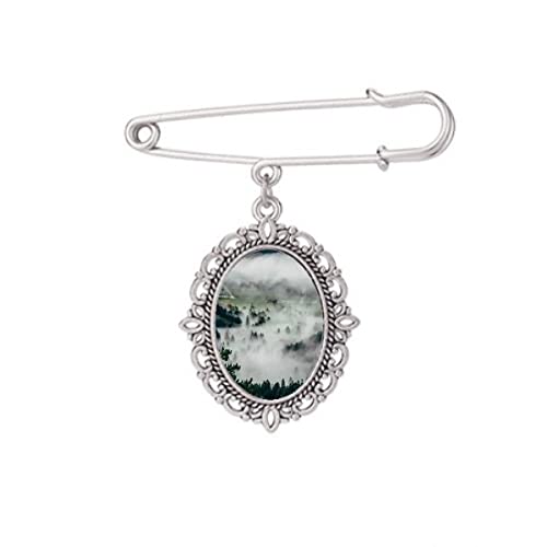 Broche Nuages Forestier robe chemise châle - Clip paysage nature M