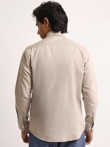 Image of MANIAC || Mens || Solid || Collared Neck || Full Sleeve || Oxford || Linen Blend Fabric || Shirt
