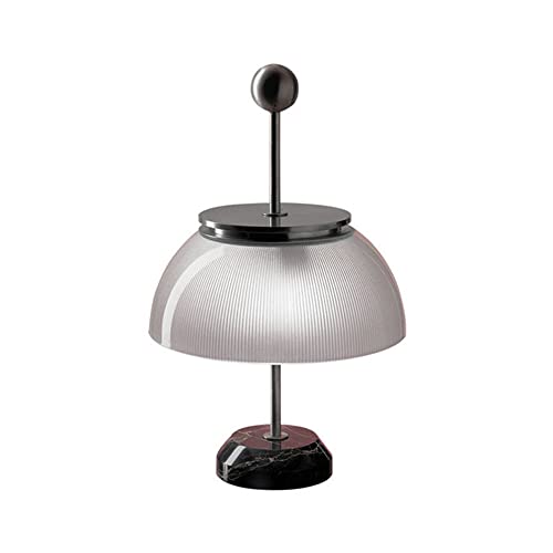 Lampada da comodino in vetro della metà del secolo, lampada da tavolo traslucida, lampada da tavolo laterale, con paralume in vetro e base in marmo, per camera da letto, soggiorno, studio dell'ufficio - Image 6