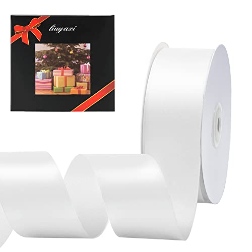 Image of Solid Color Double Faced White Satin Ribbon 1-1 /2 inch X 25 Yards, Ribbons Perfect for Crafts, Wedding Decor, Bow Making, Sewing, Gift Package Wrapping and More