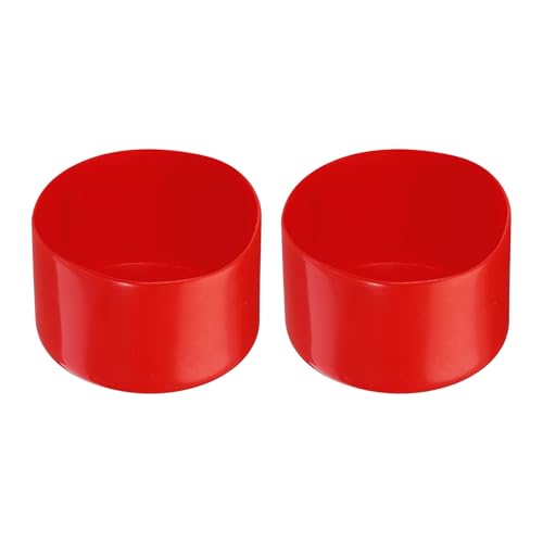 Rebower 2 Pack Screw Thread Protector Cover Rubber End Caps, [for Screw, Bolt, Rod End Cap] - 2 3/4 inch(70mm) Inner Dia/Red