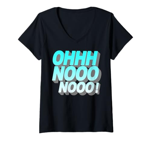 OhNooooo Grafica Maglietta con donna collo a v turchese