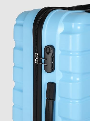 Image of TEAKWOOD LEATHERS Unisex 8 Wheels Trolley Bag, Hard Cabin with Zipper Closure, Adjustable Push Button & Cross Side Strap, Lock System 360 Degree (55CM, 65 CM, Sky Blue)