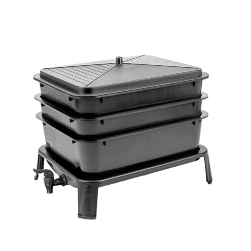 HSHBGS Kit Compostiera per Esterni, Bidone per Compostaggio in Plastica 40L, Compostera per Vermi Grande, Compostiera Neri per Uso Domestico e in Giardino, Facile da Montare