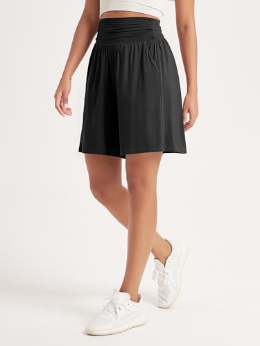 ODODOS Women's Wide Leg Lounge Shorts with Pockets Lightweight Soft Relaxed Casual Pajama Bottom-8"/ 10" Inseam4