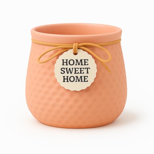 Image of Yo Green Ceramic Plant Pot for Indoor & Outdoor, Modern Planter for Home & Office Decor, Durable, Stylish Finish, Ideal for Tabletop, Shelf, Balcony, Great Gift Idea (Peach, 4 Inches)