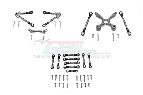 Aluminum Front & Rear Tie Rods With Stabilizer For C Hub + Whole Car Tie Rods For 1/10 Traxxas Ford GT 4-Tec 2.0 83056-4/4-Tec 3.0 93054-4 - 51Pc Set Gray Silver