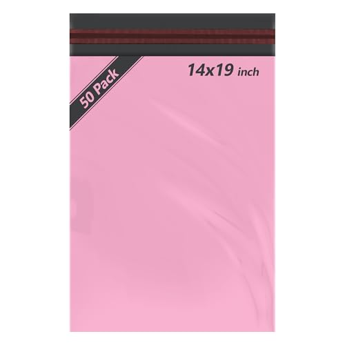 50pcs Baby Pink Parcel Bags Postage Bags Mailing Bags 14x19 Sizes 50 Pack Poly Postal Bags Self Seal iSOUL Small to Large Mailing Bags Packaging Assorted Mailers Posting Shipping Post Bag Envelopes