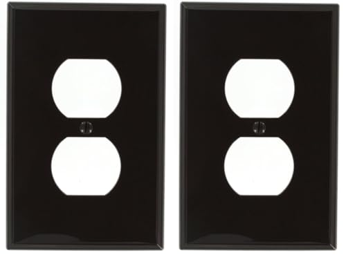 Image of Leviton PJ8 1-Gang, 1-Duplex, Midway Nylon Wallplate, Midway Size, Brown, 2 Pack