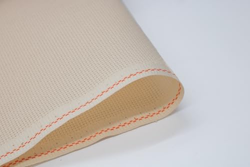 RIOLIS - Zweigart 18 ct Beige Aida 3428/264 19.7x19.7 Cross Stitch Fabric 18 ct Aida Cloth for Embroidery & Needlepoint Cotton Cloth for Cross Stitching