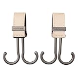 regalo ベビーカーフック 360度回転 ダブル 荷物掛け 2本セット ダブルバギーフック プレミアム (ブラック×エクリュ)