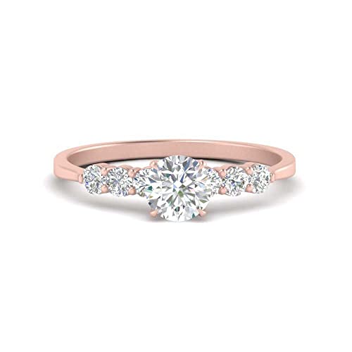 Bague pierre précieuse diamant rond et bague de fiançailles plaqué or rose pour femme
