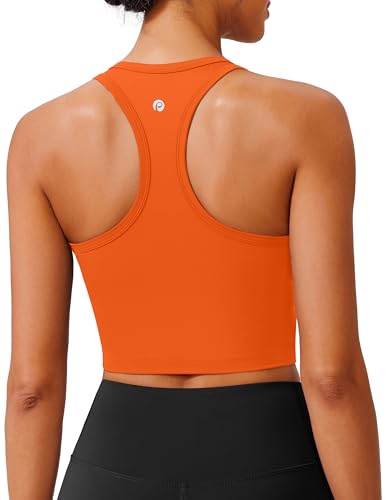Image of PINSPARK Sports Bra Longline Racerback Tank Tops for Women Padded Workout Yoga Top