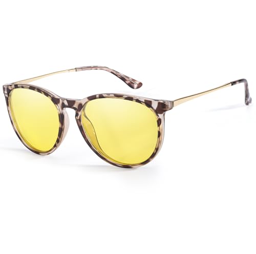 LVIOE Night Driving Glasses for Women Men Night Vision Anti Glare Polarized Yellow Lens Glasses for Night Driving Glare N8859