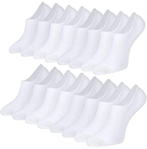 8 Paires de Soquettes Chaussette Basses Femmes Hommes, Chaussettes Invisibles Courtes en Fibre de Bambou Décontractées Respirantes avec Silicone Antidérapant Blanc 39-42 Cover