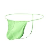 JINSHI Men's Ice Silk Thong Sexy G-String Underwear Mens Low Rise Breathable Underpanties Green 3XL