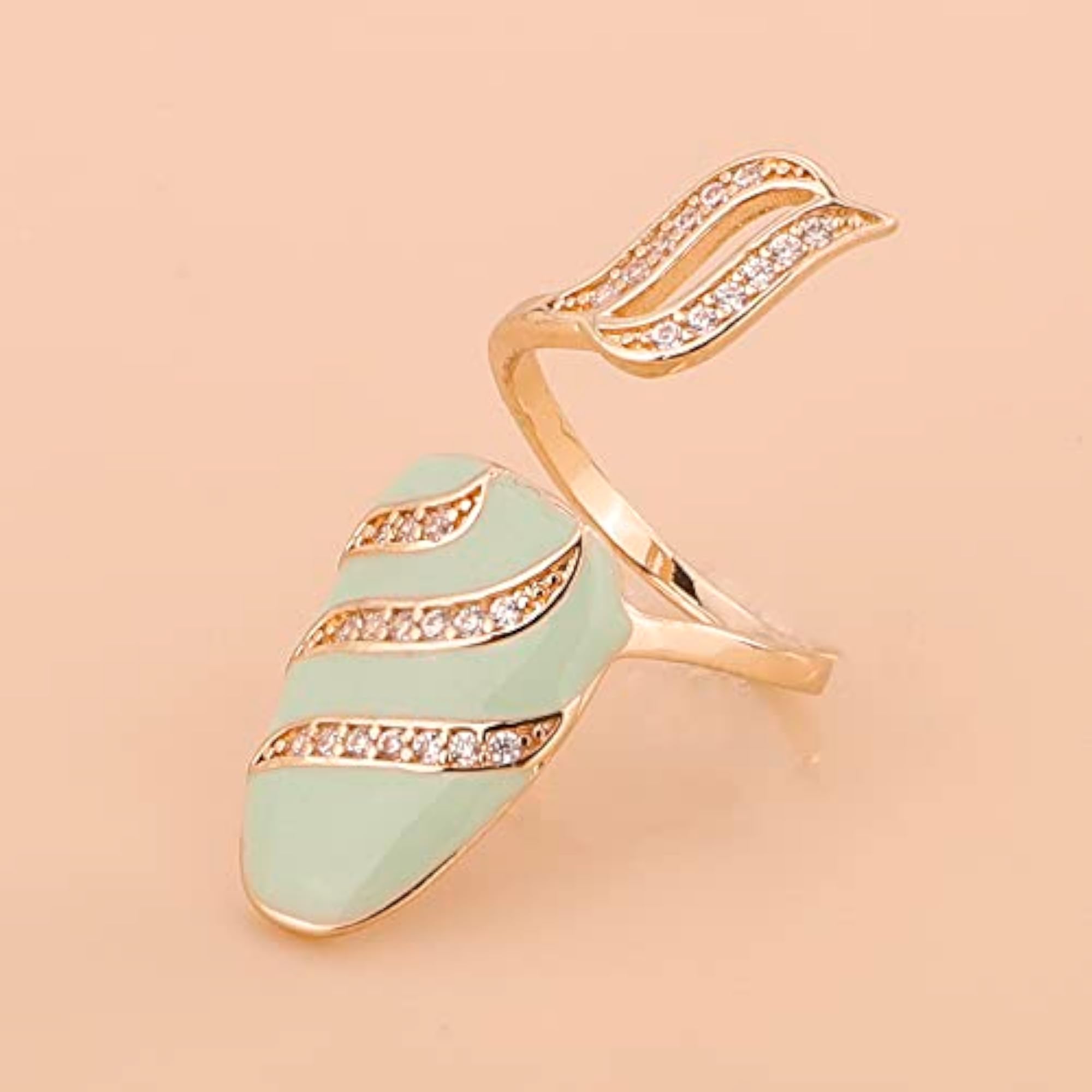 Statement Gold Finger Nail Ring with CZ Rhinestones
