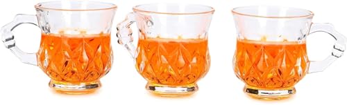 bellemax 160ML Premium Glass Tea and Coffee Cup Glass Mug, Transparent,Glass Cups Set for Milk Cup, Hot/Cold Drinks Cups, Herbal Tea, Green Tea, Lemon Tea Cup Set of (6)