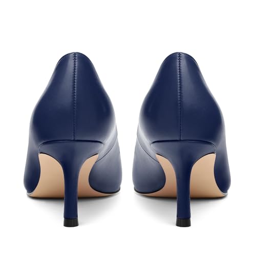 Image of Women Pointed Closed Toe 2.5 Inch Kitten Heel Slip On Pumps | Elegant Comfort Formal Dress Footwear, Versatile Ladies Shoes For Office Wedding Party Evening Daily Occasions