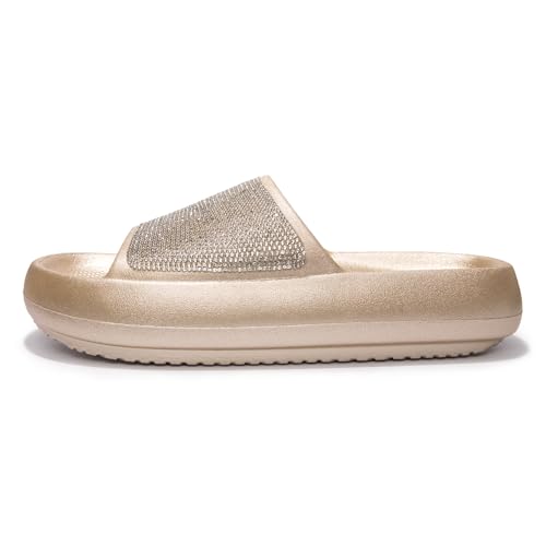 Women's Cloud Rhinestone Slide Sandals Platform Glitter Slides Slip On Shower Shoes Outdoor&Indoor House Slippers2