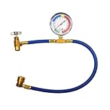 SWPHRT R134A Car AC Refrigerant Charge Hose Kit, 1/2' Can Opener Vehicle Air Conditioning Recharge Hose with Gauge, Automotive AC Pressure Gauge Measuring Kit, Universal for Vehicles