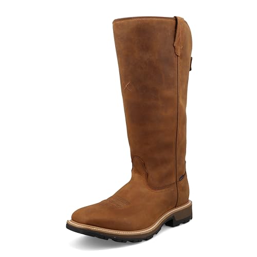 Twisted X Mens 16 Pull On UltraLite X Waterproof Snake Boot Distressed Saddle 12 EE