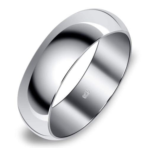Gem Avenue Men's 925 Sterling Silver 8mm Comfort-fit Wedding Band Ring